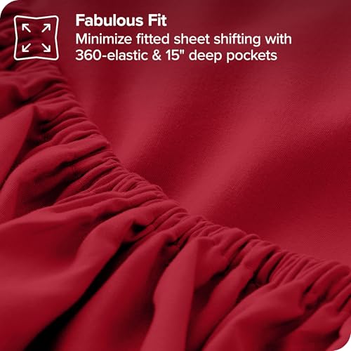 California King, Red : Premium 1800 Ultra-Soft Microfiber Collection California King Sheet Set, Hypoallergenic, Easy Care, Wrinkle Resistant, Deep Pocket (Cal King, Red)