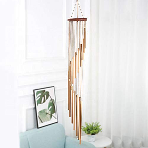 TIMESETL Classic Wind Chime, 18 Aluminium Tubes Rotate WindChimes Tube Tones Magical Sounds, for Home Decoration Magical Gift (RoseGold)