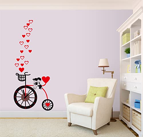 Decorative loveing Hearts Cute Children bycycle for Kids Room Wall Sticker for Home Decorative (PVC Vinyl Multicolour)