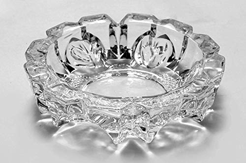 Round Cut Glass Ash Tray Set of 1 Crystal Clear Glass Ashtray | Cigarettes Ash Tray | Tabletop Ashtray for Home | Office and Hotel | Cigarette Ash Collect Tray | Glass Smoking Tray(Pack Of 1)