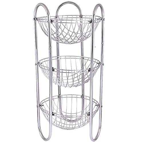 Vidhya Enterprise Stainless Steel Fruits and Vegetables Round, Basket, Rack, Stand, (Color Silver)