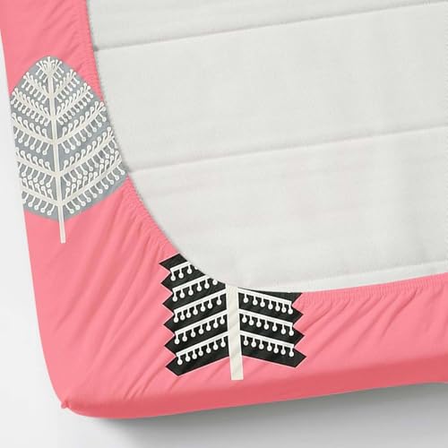 Premium Cotton All Around Elastic Fitted Double Bed Bedsheet (72” x 78”) with 2 Pillow Covers (16" x 26") (BS17 (B) Pink Base)