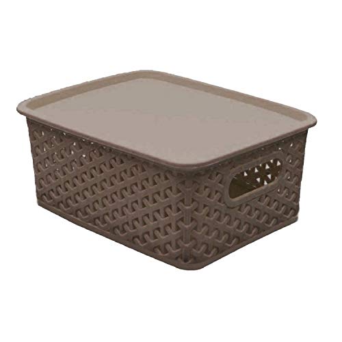 Kuber Industries Multipurpose Solitaire Storage Basket with Lid|Strong Plastic Material & Side Grip|Size Medium 30 x 24 x 12, Pack of 3 (Multi)-CTLTC10891