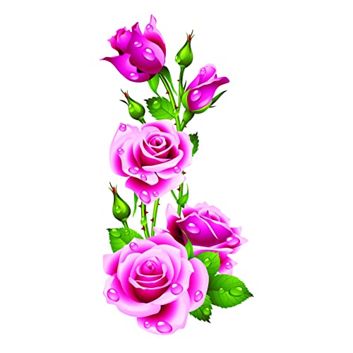 Sticker Yard Pink Rose Flower Vinyl Wall Sticker for Living Room/Bedroom/Office and All Decorative Wall Stickers 40X76 CM