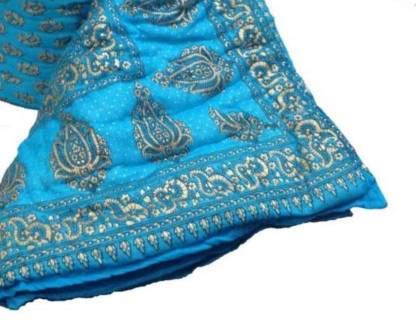 Rajasthan Traditional Sky Blue Jaipuri Rajai/Razai/Quilt Single Single Bed (Sky Blue)