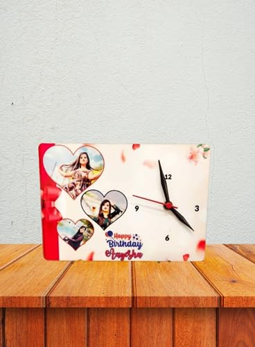 Personalized Happy Birthday Table Clock with 3 of Your Favorite Pictures…