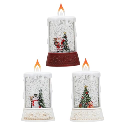 CALANDIS® Led Christmas Candle Snow Scene Decorative Candle for Indoor Festival Window Santa Claus | 1 Led Christmas Candle