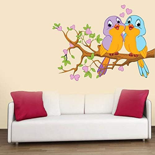 MGHY Trending Beautiful Love Birds Sitting on The Tree Wall Sticker for Bedroom, Living Room