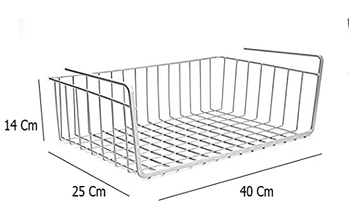 Styleys Metal Under Shelf Basket Wire Rack for Extra Cabinet Storage 15.5-inch (White 1pcs) (S11027), Hanging Shelves