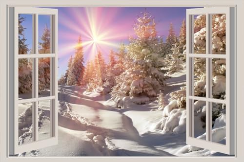 JVERF - JZZA30646 Ukraine Seasons Winter| Self-Adhesive Open Window Wall Sticker