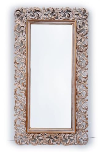 WoodIdea Mirror Exquisitely Crafted for Any Glamour Queen White Red Anticque 24 X 48 Inch Only Frame with Out Mirror