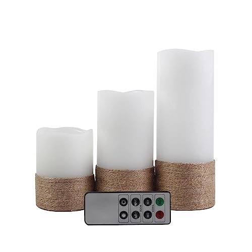 Weddings Parties and Gift 3 Natural 4" 6" 8" Tall L*D Pillar Candles Remote Control Centerpieces vngift8865