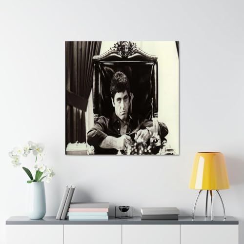 GADGETS WRAP Canvas Gallery Wrap Framed for Home Office Studio Living Room Decoration (17x17inch) - Al Pacino Scarface Black & White Print