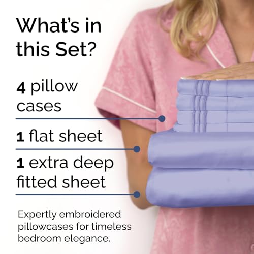 Extra Deep Pocket Sheets - 6 Piece Sheet Set - Full Sheets Deep Pocket - Extra Deep Pocket Full Sheets - Deep Fitted Sheet Set - Extra Deep Pocket Full Size Sheets - Easily Fits Extra Deep Mattresses