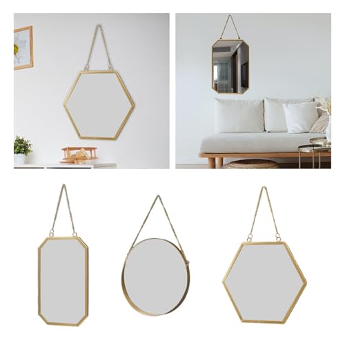 ATORSE® Wall Hanging Mirror Metal Frame Mirrors for Apartment Dressing Room Entryway 18cmx27cm Square