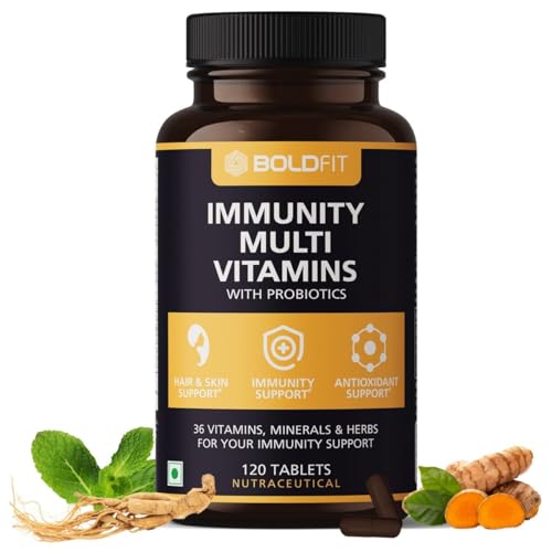 Boldfit Multivitamin For Men & Women With Probiotics Vitamin C, E, Zinc - Multvitamin Tablets For Immunity, Biotin, Healthy Hair, Skin & Nails -120 Tablets