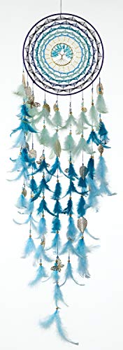 Rooh Dream Catcher ~ Large Blue Healing Tree Wall Hanging ~ Handmade Hangings for Positivity (Can be Used as Home Decor, Gift, Wall Hangings, Meditation Room, Yoga Temple, Wind Chime & Car Hanging)