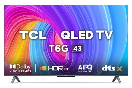 TCL 108 cm (43 inches) 4K Ultra HD Smart QLED Google TV 43T6G (Black)