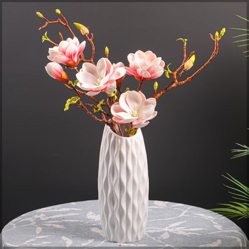 YATAI Pack of 2 Yulan Magnolia Artificial Flowers Spray Branches Artificial Plants Leaf Silk Flowers Wholesale Fake Flowers for Home Table Vase Centerpiece Festival Ornament Wedding Decor (Pink)