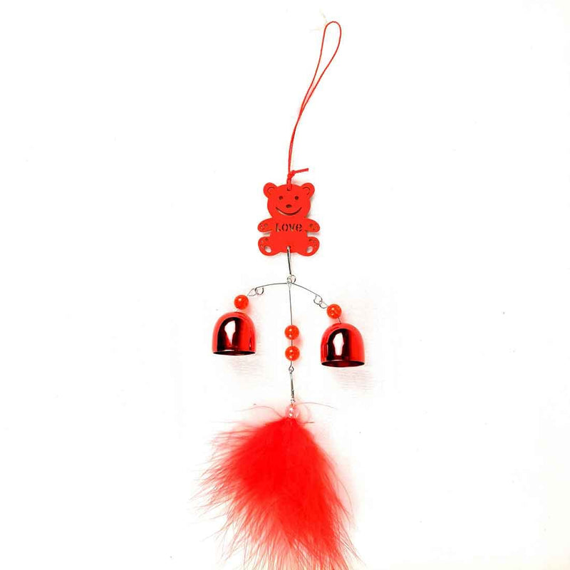 Apka Mart The Online Shop Teddy Bear Design Windchime with Good Sound (Red) 14 Inch for Positive Vibrations and Energy at Home and Office