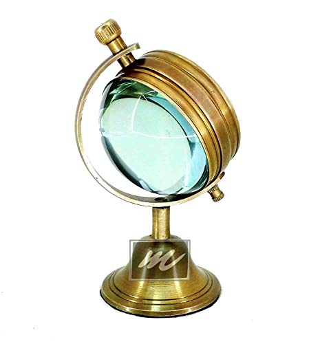 U.K MART Antique Globe Stand Solid Brass Table Clock | 1 Year Replacement Warranty