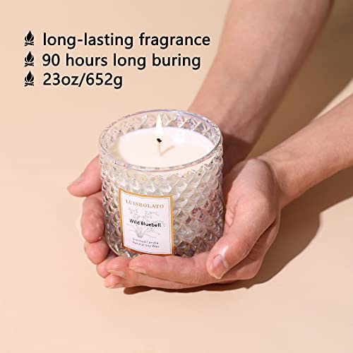 Candles Gifts for Women, Wild Bluebell Scented Candle, Jar Candles Candles for Home Scented, Mother Day Candle with Gift Box, 90 Hours Long Burning Time, 23 oz