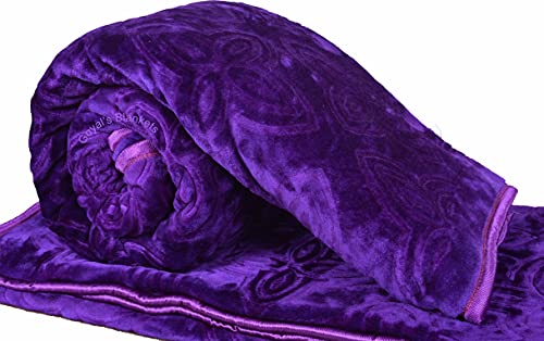 Goyal's ® Luxurious Embossed Korean Mink Single Bed Blanket , Purple