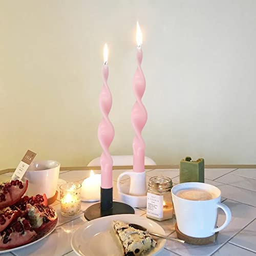 Spiral Taper Candle Smokeless Candles Pink Candlestick 10 INCH Cute Candle Stick Unscented Twisted Candlesticks Long Tapered Candles for Dinner Home Décor Weddings Festive Gifts