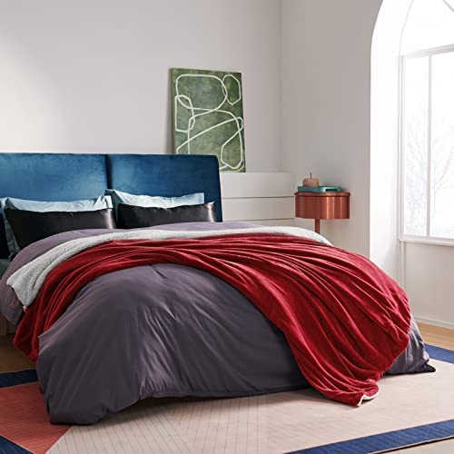 BSB HOME Polyester Micromink Winter Blanket Sherpa Super Soft Flannel Solid/Plain Dohar/Comforter/Rajaai, Dark Red, Size 220 x 228 Cms (Approx 7.4 x 7 ft) (Double)