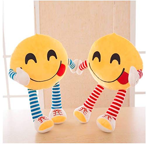 Frantic Polyester Smiley Pillow Cushions with Soft Hands and Legs, 33x33 cm, Yellow, Pack of 4