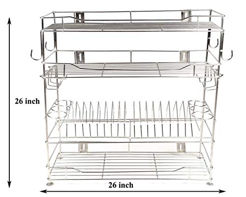 Gehwara Utensil Stand For Kitchen Step Shelf By Gehwara,(Kitchen Organizer Items/Steel Racks For Kitchen/Utensils Stand),Make Of Pure Stainless Steel-Wall Mountable 26 Inch X 23 Inch X 10 Inch)