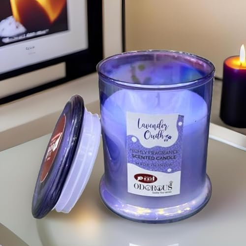 The Decor Affair 1 Pcs Artisan Crafted Glass Tealight Candleholders with Stunning Northern Lights-Inspired Pattern and Lavender Fragrance, Perfect for Creating a Magical Atmosphere.