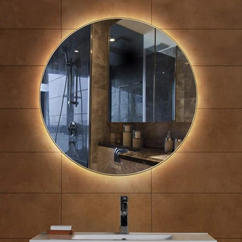 TINITALO Bathroom LED Mirror Home Mirror Wall Mirror with Touch Sensor, 3 Light Effects, Glass, Round LED-22 (18 x 18 Inch)