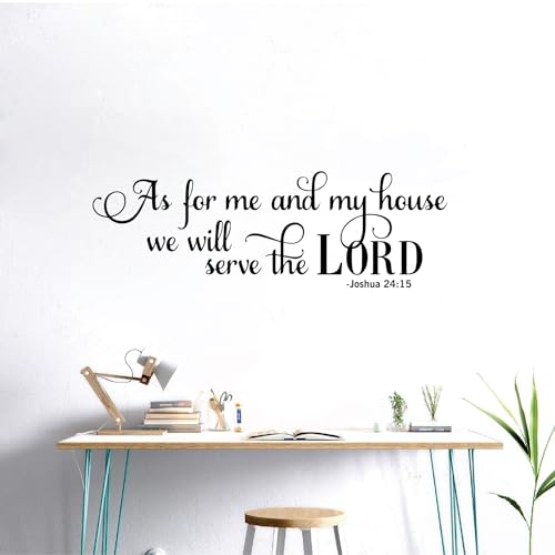 VVWV As for Me My House We Will Serve The Lord Bible Quotes Vinyl Wall Sticker Home Bedroom Living Room L x H 55 cm x 18 cm