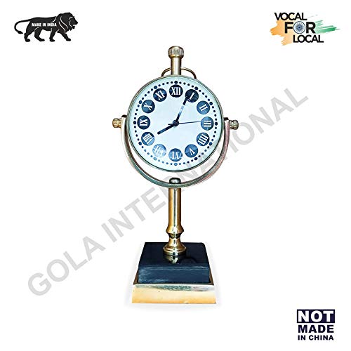 Gola International Item Square Bottom Desk Clock Table Accessories Royal Look Antique Watch