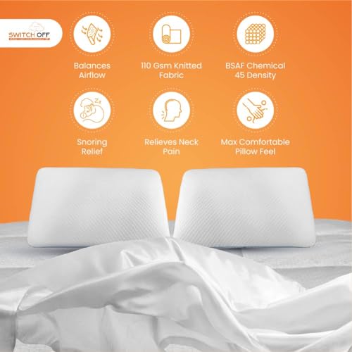 Switch-off Smart Adjustable Memory Slim Pillow Pillow,Discover The Perfect Pillow for Your Best Night's Sleep (17X27Inch) (Pack of 2)