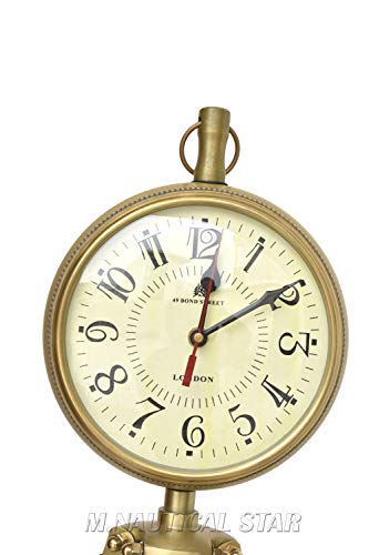 M.Nautical Star Brass Antique Table Clock Antique Handmade Tripod Clock