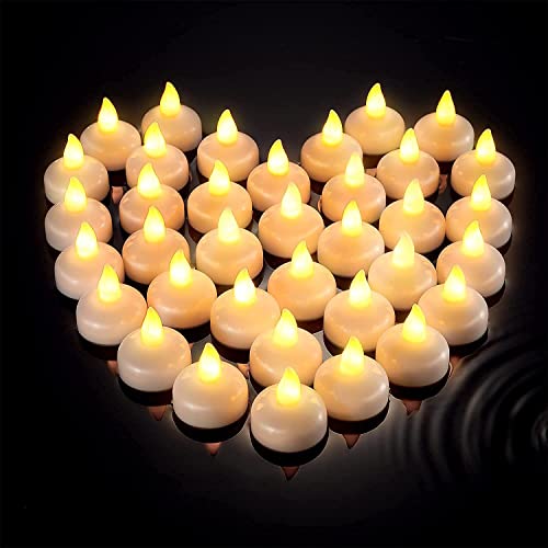 TechKing SET of 24 FLAMELESS FLOATING CANDLES BATTERY OPERATED TEA LIGHTS TEALIGHT CANDLE - DECORATIVE, WEDDING