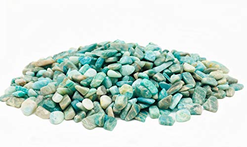 Xinxingshuo 1 lb Amazonite Small Tumbled Chips Crushed Stone Healing Reiki Crystal Jewelry Making Home Decoration (Amazonite)