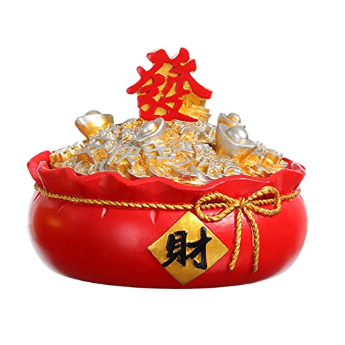 MYADDICTION Chinese Ashtray with Lid Resin Crafts Sculpture for Home Decoration Men Gift Red C