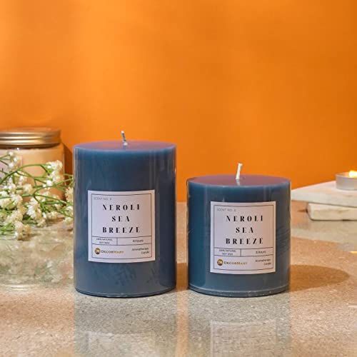 The Decor Mart Nerouli Sea Breeze Scented Candles Set of 2 (Medium, Small)