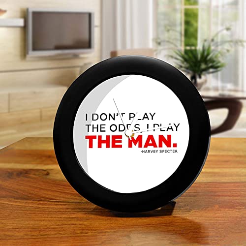 Epic Stuff - Suits- Play The Man Design Plastic Round Table Clock (Without Numbering) - Best Gifts for Suits Fans/Suits Fandom/Best Accessories for Home and Office Decor