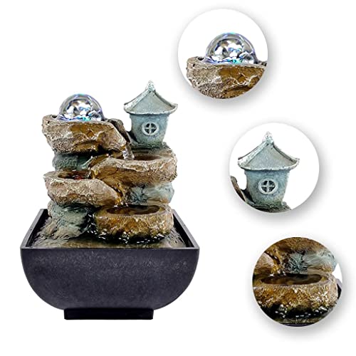 CALANDIS® Water Fountain with Led Lights Desktop Fountain Home Decor Ornament Style 3 | 1 Piece Desktop Water Fountain