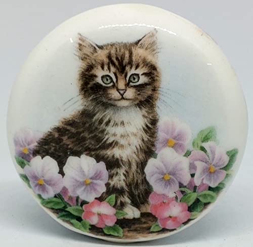 Temple Trees Kitten with Flowers - Set of 4 Fridge Magnet