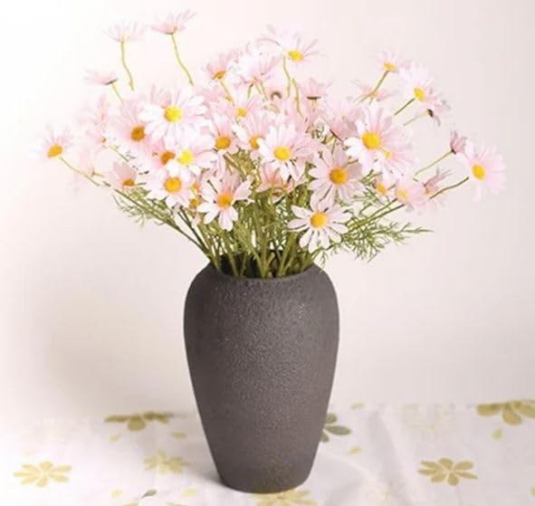 Wrixty 10 Head Artificial Daisy Flower Small Fake Daisy Silk Flowers Home Decoration Chrysanthemum Simulation Flower Wedding Birthday Party (Daisy Pink)