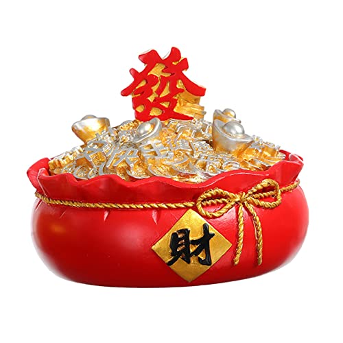 MYADDICTION Chinese Ashtray with Lid Resin Crafts Sculpture for Home Decoration Men Gift Red C