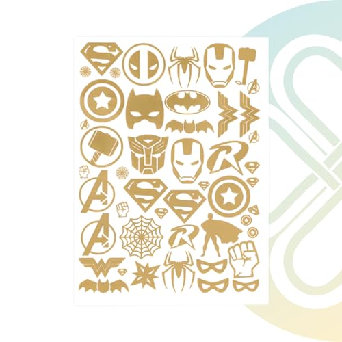 A6 Super Hero Joy Art Sticker | Premium Golden Color Sticker Sheet for Resin Art & DIY Craft | Self Adhesive & Easy to Use