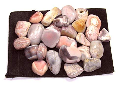 Zentron Crystal Collection: 1 lb Tumbled Pink Botswana Agate in Velvet Bag