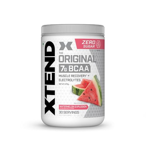 Xtend Original BCAA Powder (Watermelon Explosion) - Sugar Free Workout Muscle Recovery Drink with 7g BCAA, | Amino Acid Supplement with L Glutamine & Electrolytes - 375 Gms (30 Servings)