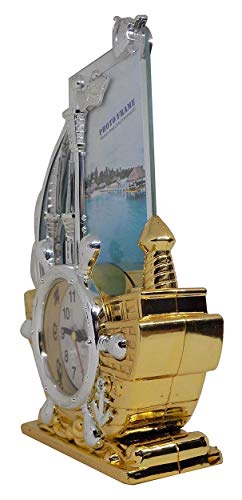 Wizme Boat Style Table Clock with Photo Frame Best Gift Items (30 Grams) Pack of 1